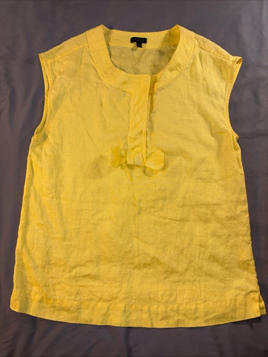 Talbots Tops - Talbots Linen Yellow Bow Tank Top Sz 10 Sleeveless Blouse Summer Lightweight